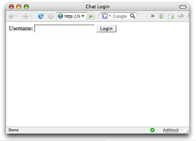 The login window for the chat